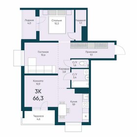 Квартира 66,3 м², 3-комнатная - изображение 1