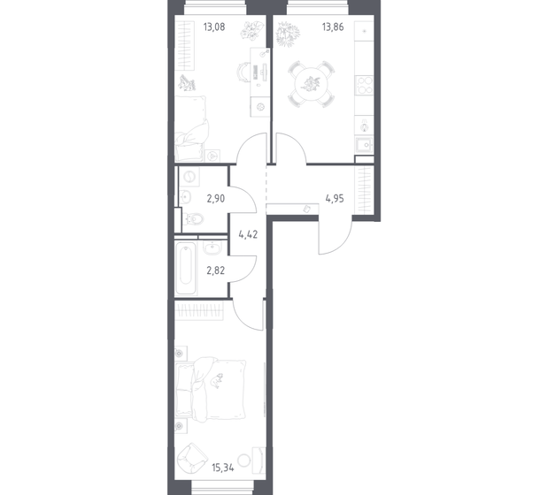 65,8 м², 3-комнатная квартира 8 607 948 ₽ - изображение 15