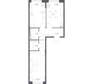 Квартира 57,4 м², 2-комнатная - изображение 1