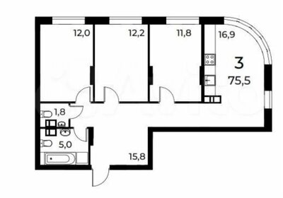 Квартира 75,5 м², 3-комнатная - изображение 1