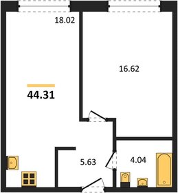 Квартира 44 м², 1-комнатная - изображение 1