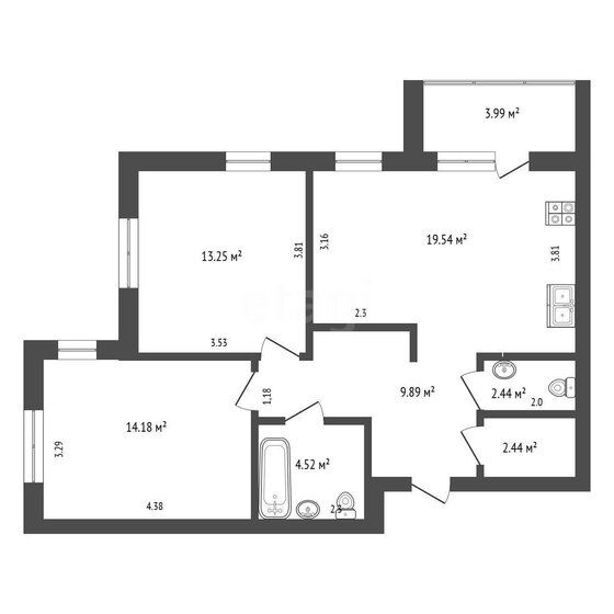 64,9 м², 2-комнатная квартира 7 760 640 ₽ - изображение 72