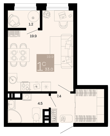 27 м², квартира-студия 5 570 000 ₽ - изображение 86