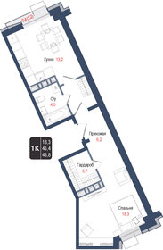 Квартира 45,4 м², 1-комнатная - изображение 1