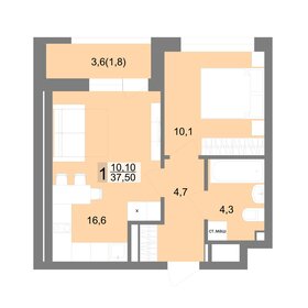 Квартира 37,5 м², 1-комнатная - изображение 1