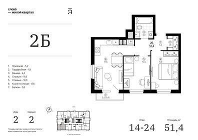 Квартира 51,4 м², 2-комнатная - изображение 1