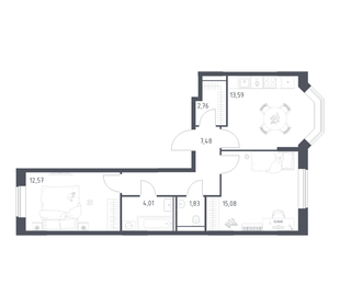 Квартира 57,3 м², 2-комнатная - изображение 1