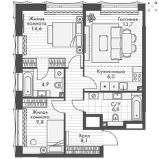 Квартира 63,9 м², 3-комнатная - изображение 3