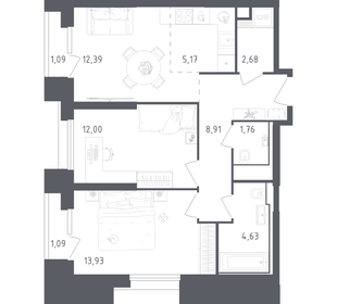 Квартира 63,7 м², 2-комнатные - изображение 1