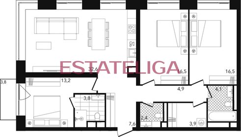 Квартира 107 м², 4-комнатная - изображение 1