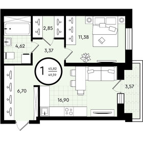 Квартира 49,4 м², 1-комнатная - изображение 1
