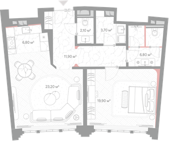Квартира 74,4 м², 1-комнатная - изображение 2