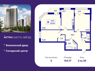 Квартира 104,8 м², 3-комнатная - изображение 1
