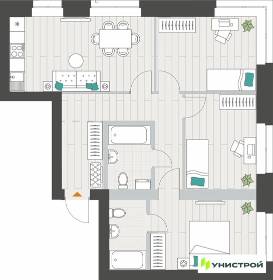 61,8 м², 3-комнатная квартира 8 500 000 ₽ - изображение 88