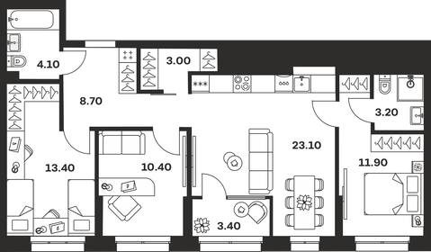 Квартира 81,2 м², 3-комнатная - изображение 1