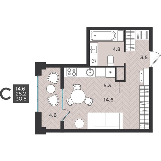 29,6 м², квартира-студия 3 641 522 ₽ - изображение 33