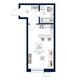Квартира 28 м², студия - изображение 1