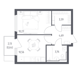 Квартира 33,6 м², 1-комнатная - изображение 1