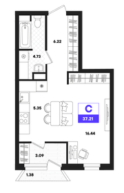 Квартира 37,2 м², студия - изображение 1