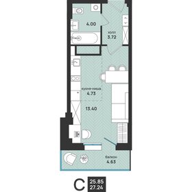 Квартира 27,2 м², студия - изображение 1