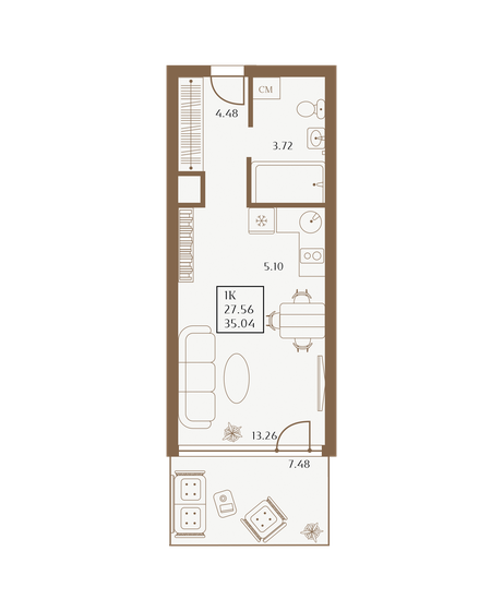 35 м², квартира-студия 17 474 448 ₽ - изображение 1