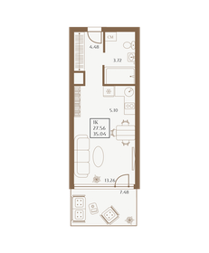 Квартира 35 м², студия - изображение 1