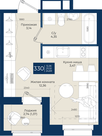 Квартира 24,7 м², студия - изображение 1