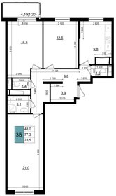 Квартира 78,5 м², 3-комнатная - изображение 1