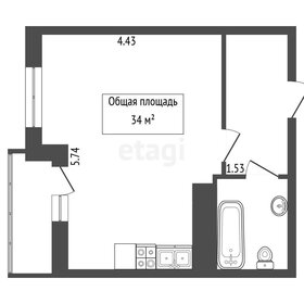 Квартира 34 м², студия - изображение 1