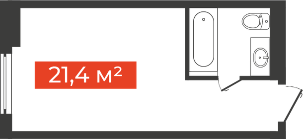 Квартира 21,4 м², 1-комнатные - изображение 1