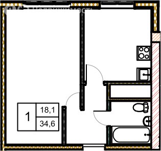 Варианты планировок ЖК «Новое Замитино» - планировка 8