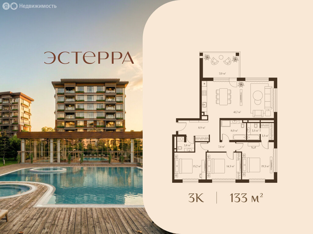 Варианты планировок ЖК «Эстерра» - планировка 6