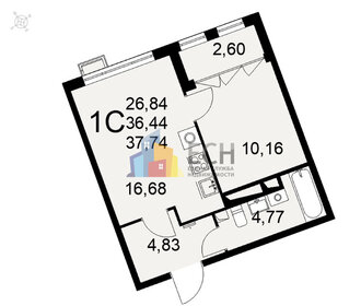 Квартира 37,7 м², 1-комнатная - изображение 1