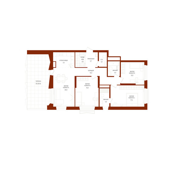 162 м², 4-комнатная квартира 32 390 000 ₽ - изображение 134