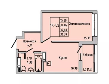 Квартира 36,4 м², 1-комнатная - изображение 1