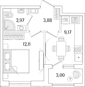 Квартира 29,6 м², 1-комнатная - изображение 1