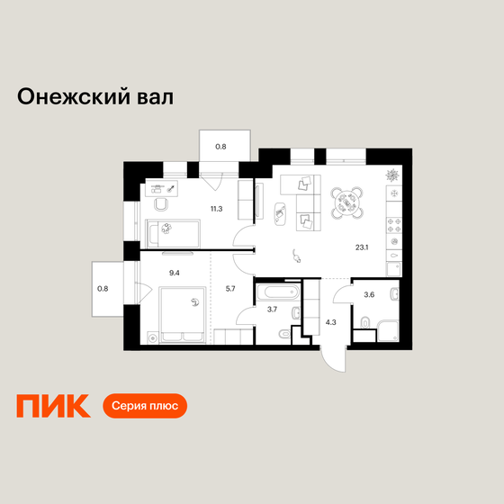 62 м², 2-комнатная квартира 30 000 000 ₽ - изображение 112