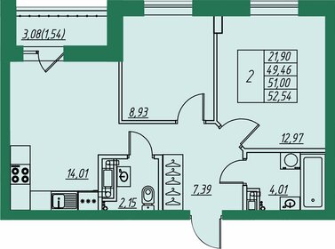 Квартира 51 м², 2-комнатная - изображение 1