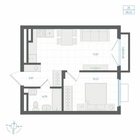Квартира 36,5 м², 1-комнатная - изображение 1