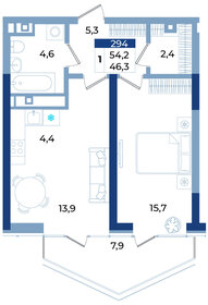 Квартира 54,2 м², 1-комнатные - изображение 1