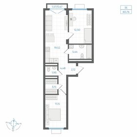 Квартира 60,8 м², 2-комнатная - изображение 1