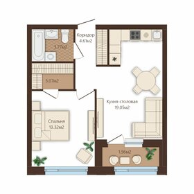 Квартира 45,4 м², 1-комнатная - изображение 1