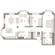 Квартира 91,8 м², 2-комнатная - изображение 3