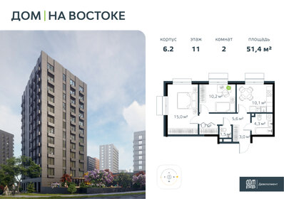 Квартира 51,4 м², 2-комнатная - изображение 1
