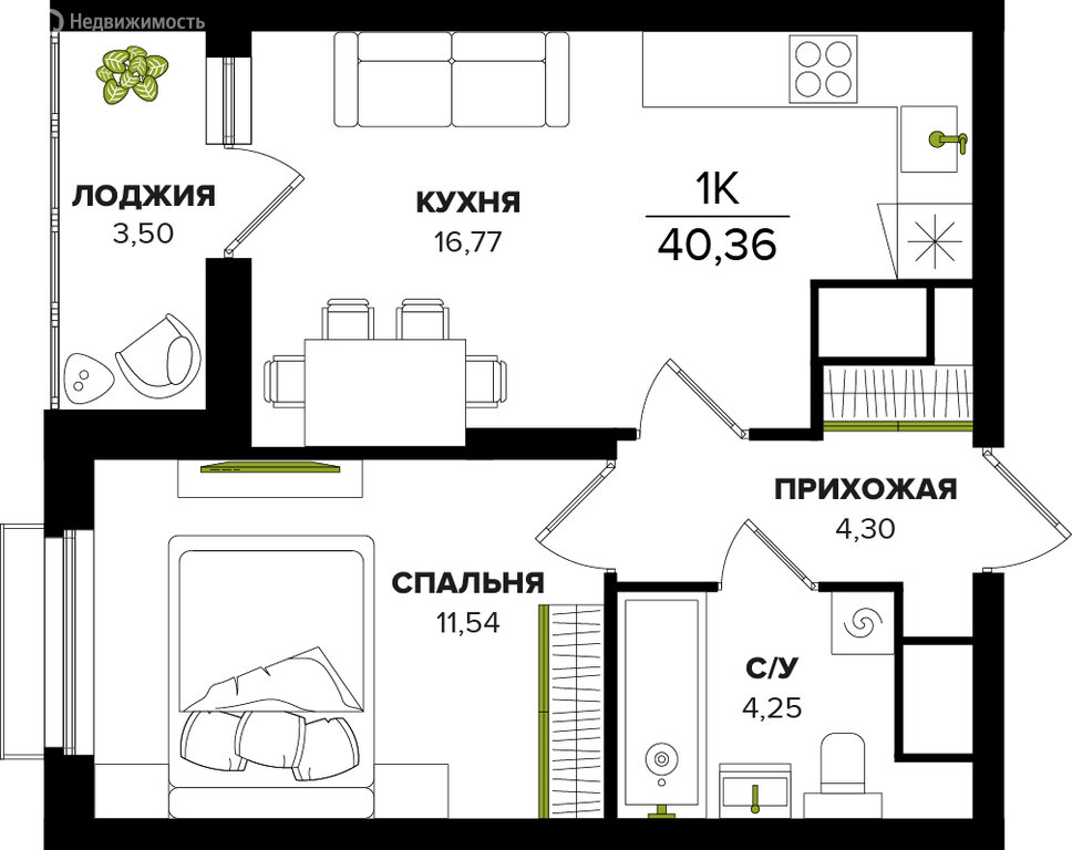 Варианты планировок ЖК «Семейный бульвар» - планировка 9