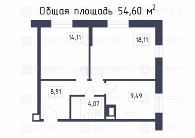 Квартира 52,6 м², 2-комнатная - изображение 1