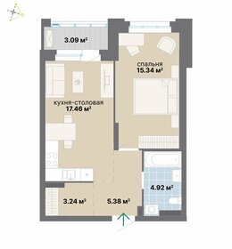 Квартира 49,4 м², 1-комнатная - изображение 1
