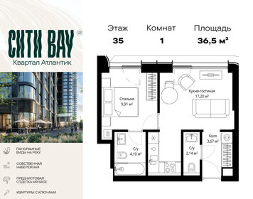 Квартира 36,5 м², 1-комнатная - изображение 1