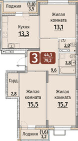 Квартира 79,2 м², 3-комнатная - изображение 1