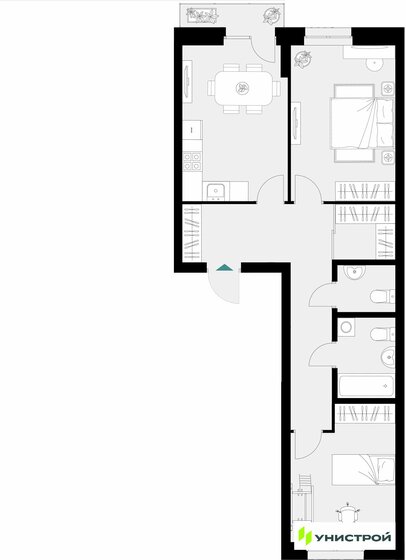 65,1 м², 2-комнатная квартира 20 919 000 ₽ - изображение 1